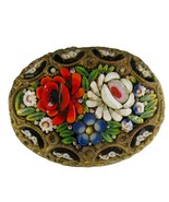 Antique Italian Micro Mosaic Glass Floral Millefiori Venetian Small 1” B... - $26.71