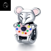 Genuine Sterling Silver 925 Cute Mouse Animal Pet Bead Charm For Bracelets Mum - £15.80 GBP