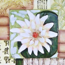 Kohler White Chrysanthemum Tile Hanging Wall Art Ceramic 8&quot; x 8&quot; - $13.55