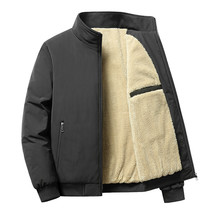 Fleece-lined Thick Winter Casual Jacket Stand-up Collar Cotton-padded Coat - £32.32 GBP+