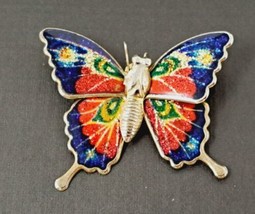Metal Rainbow Enamel Butterfly Brooch Pin Bug Insect Moth Sparkle Pinback - £5.58 GBP