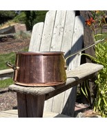 Vtg Copper Sauce Pot 2.5qt Brass Handles Rolled Edge Tinned Tapered Pan ... - €35,20 EUR