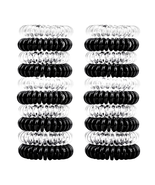 79STYLE 50Pcs Spiral Hair Ties Black Clear Coil Hair Ties Phone Cord Pla... - £11.83 GBP