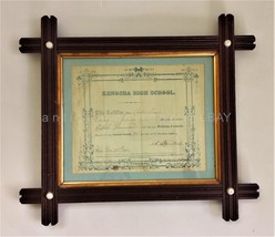 1862 antique KENOSHA HIGH SCHOOL CERT wi charlie lewis WOOD FRAME PORCELAIN - £97.59 GBP