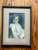 Vintage Cute Little Toddler Girl Black &amp; White Photo Photograph in Thin Silver - £8.88 GBP