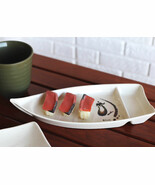 Pack Of 6 Zen Swirl Eggplant Omakase Sushi Boat Plates W/ Sauce Compartm... - $55.98 CAD