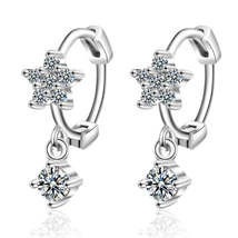 Cubic Zirconia &amp; Silver-Plated Flower Drop Earrings - £11.18 GBP