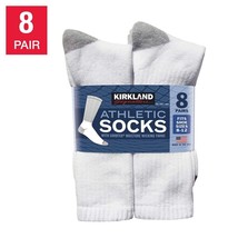 Kirkland Signature Socks Men&#39;s Large Athletic 8 pairs White Moisture Wicking USA - £15.63 GBP
