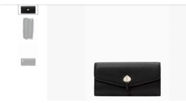 Kate Spade New York Marti Leather Flap Wallet Black Pebbled Leather NWT - £94.68 GBP