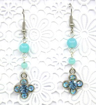 Women New Clover Aquamarine Swarovski Elements Crystal Gemstone Pierced Earrings - $9,999.00