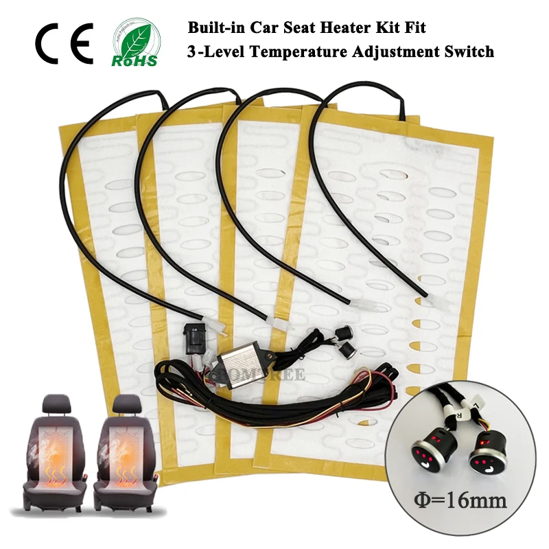 Universal Built-In Car Seat Heater 12V Alloy Wire Heating Heat Pads 3-Level Dual - £39.24 GBP