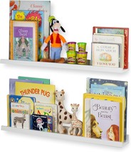 30&quot; White Kids Bookshelf Picture Frames Ledge Shelves, Toddler Toys Storage, Set - £55.03 GBP