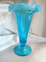 Fenton Art Glass USA Blue Lagoon Trumpet Vase New 5983V8 - £31.47 GBP