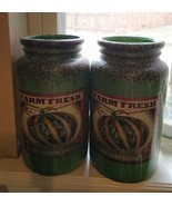 2x Farm Fresh Pumpkin Vase Jar Green Farmhouse Fall Thanksgiving Decor C... - $46.71
