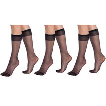 AWS/American Made Sheer Knee High Socks for Women Pack of 3 Pairs 15 Denier Stay - £6.28 GBP