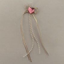Pack of 100, Ribbon with Bead Strings and Pink Acrylic Heart, Arts and Crafts Su - £19.51 GBP