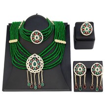 Gorgeous Morocco Bride Jewelry Set Natural Stone Bead Chain Necklace Ear... - £41.75 GBP