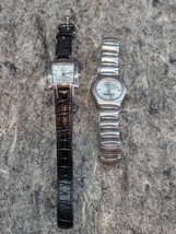 2 x Kenneth Cole New York Wristwatch Black Band Rectangular Silver Tone ... - £31.45 GBP