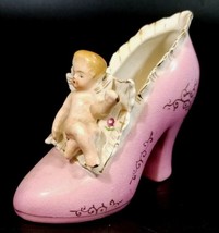 Vintage Angel/Cherub Sitting on Pink Dress Shoe 4 1/2&quot; - £31.18 GBP