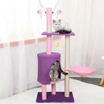 43 Inch Cat Tower Tree Condo W/ Sisal Scratching Post Furniture Cats Play House - £82.02 GBP