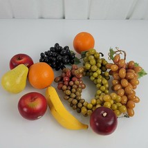 Lot Vntg Artificial Decorative Fake Fruit 12 pcs Grapes Apple Orange Banana Pear - £19.73 GBP