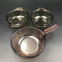 VTG Corning Visions Amber Glass Sauce Pan 0.5 Liters &amp; 2 Small Glass Bowls - £11.01 GBP