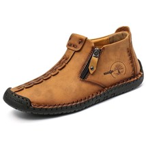 Men&#39;s Western Boots Autumn Vintage Side Zipper Plus Size Outdoor Casual Ankle Bo - £42.25 GBP