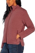 Three Dots Womens Quilted Fleece Mock Neck Jacket,Large,Heather Tibetan Red - $77.40