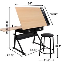 Drafting Table Drawing Desk Artcraft Workstation Adjustable Tabletop W/S... - £134.28 GBP