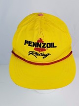 Vintage Pennzoil Racing yellow trucker hat rope front button snap strap back - £9.28 GBP