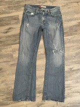 BKE Denim Libby 28x33.5 Long Distressed Jeans Stretch Bootcut Light Wash - £14.60 GBP