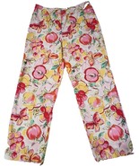 Vtg Talbots Sz 10 Hi Rise Straight Leg Casual Pants Colorful Fruit Pink - $28.81 CAD