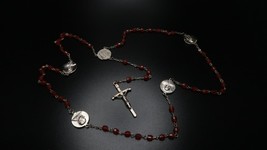 Vintage Pope John Paul II Red Bead Rosary - $11.88