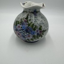 Tanagrea Studio Pottery Greece Floral Hand Painted Vase #379 5.5in H Vin... - $67.50