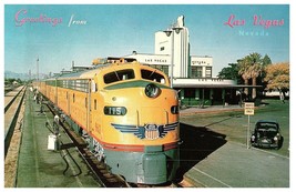 Greetings from Las Vegas Union Pacific Streamliner Postcard FS-437 1950s - £19.94 GBP