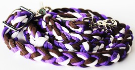 Roping Knotted Horse Western Barrel Reins Nylon Braided Rein Purple Brow... - $16.99