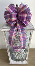 1 Pcs Purple Spring &amp; Summer Plaid Easter Wired Wreath Bow 10 Inch #MNDC - £21.18 GBP