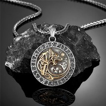 Necklaces men stainless steel viking runes vegvisir amulet pendant scandinavian vintage thumb200