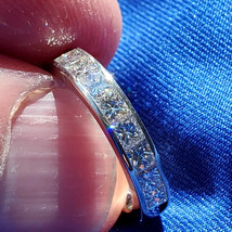 Earth mined Diamond Deco Wedding Band 14k Princess cut D VVS Anniversary Ring - €3.308,27 EUR