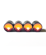 Red Mountain Sunrise Sunset Emoji Tire Valve Caps - Black Aluminum - Set... - $15.99