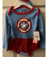 Girl&#39;s Captain America 2 Piece Bodysuit and Headband 18 Month *NEW W/TAG... - $14.99