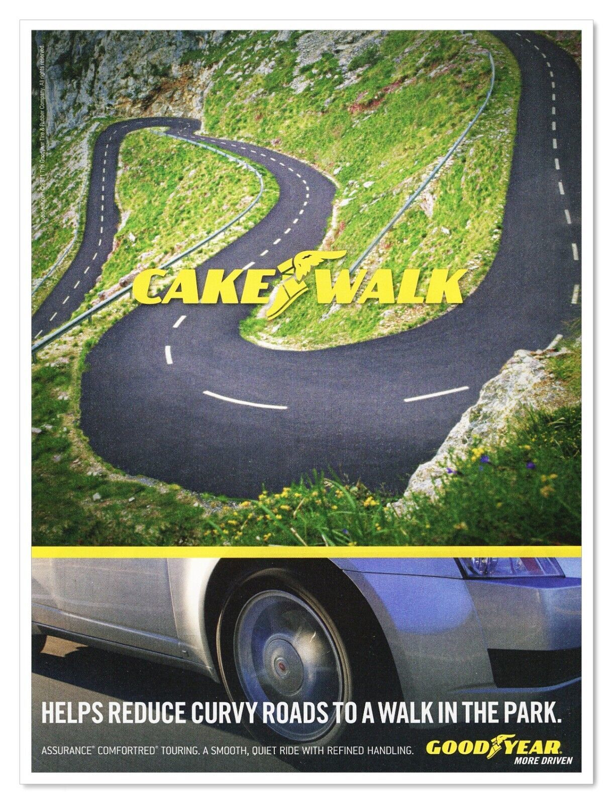 Goodyear Tires Curvy Roads Cake Walk 2011 Full-Page Print Magazine Ad - $9.70