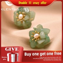 XlentAg Designer Natural White  Green Stone Stud Enthic Earrings For Wife Annive - £18.36 GBP