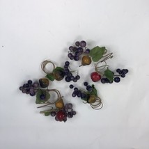 Vintage Lot Fruit Napkin Rings Grapes Apple Pear Tuscany Wine Theme 6 piece - £11.82 GBP