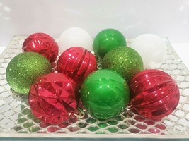 10 Christmas Grinch Red Green Glitter Plastic Ornaments 2.5&quot; Home Decor - $16.82