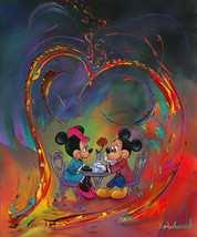 Framed canvas art print giclee Mickey minnie mouse in love romance dinner for 2 - £31.64 GBP+