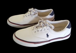 Polo Ralph Lauren Thornton Polo Sneakers Printed Laces Size 10D White - £17.12 GBP