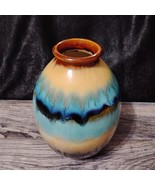 Drip Glaze Pottery Vase Brown Turquoise Blue - $597.29 MXN