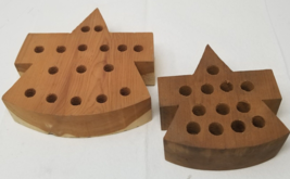 Drill Bit Holders Wood Standalone Handmade Set of 2 Small Large Stained ... - $18.95