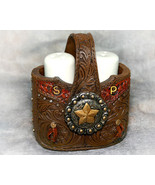 Tooled Leather Look Country Western Salt and Pepper Shakers - $23.29 CAD